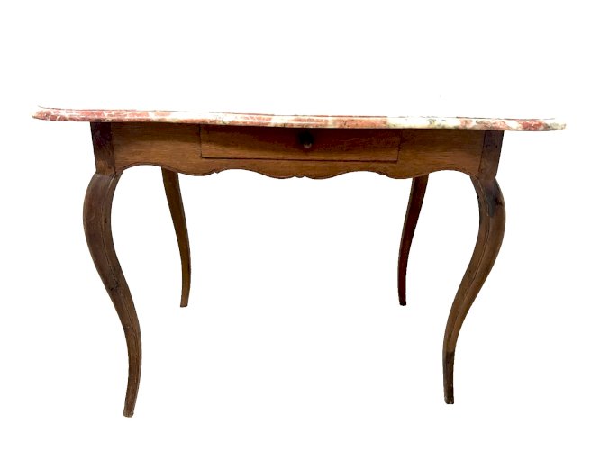 Table de milieu Louis XV en chene et marbre XVIII siècle