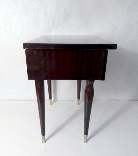 table de nuit chevet en bois laqué et laiton vintage
