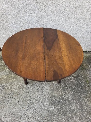 TABLE DEMI LUNE EN NOYER MASSIF LOUIS PHILIPPE DU XIX ème SIECLE