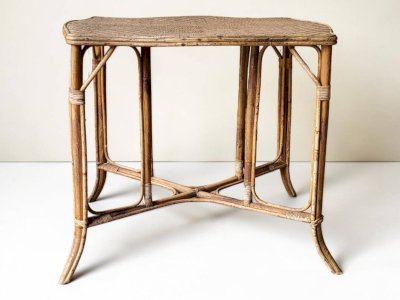 Natural rattan table, circa 1960-1970