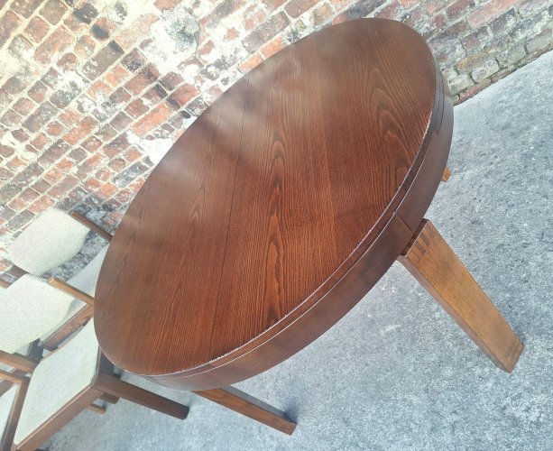 Table et ses 6 chaises vintage en orme, meubles design scandinave