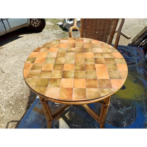 Table + Fauteuil Enfant Bambou et Rotin Vintage