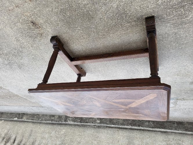 TABLE RECTANGULAIRE EN CHENE PLATEAU PARQUETE DU XIX ème SIECLE