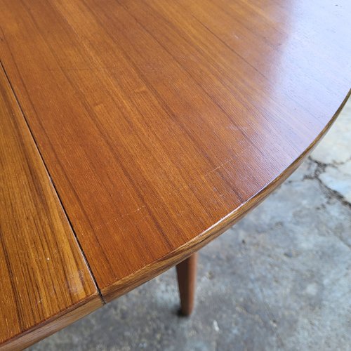 Table ronde à rallonge Scandinave en Teck 1960s
