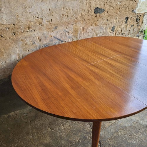 Table ronde à rallonge Scandinave en Teck 1960s