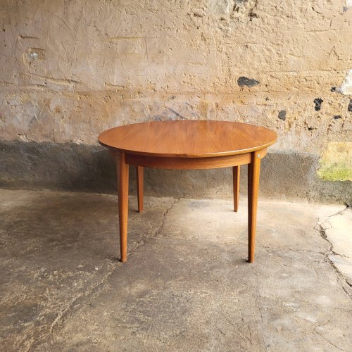 Table ronde à rallonge Scandinave en Teck 1960s