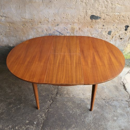 Table ronde à rallonge Scandinave en Teck 1960s