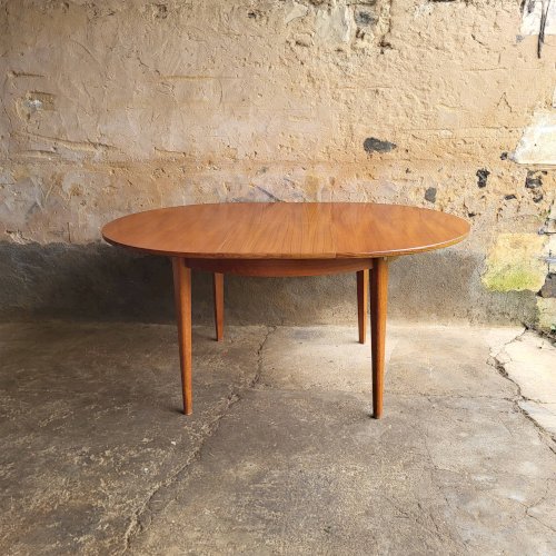 Table ronde à rallonge Scandinave en Teck 1960s