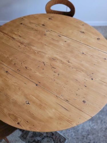 Table ronde  à volets en bois maasif