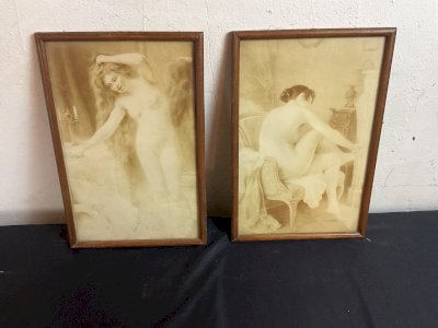 Table 2 engravings Ancient to Identify Portrait Woman Nude Naked Painting Erotica