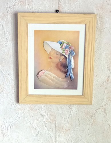 Tableau 3D vintage. Art en relief signé Elena Oliveira. Illustration rétro