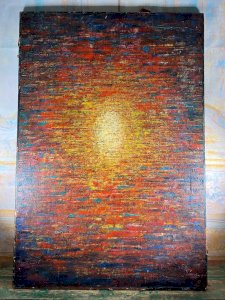 Abstract Painting 1971 – “Expansion of Universe” – Signed Steve Lecler – Thick Oil