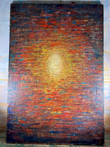 Tableau Abstrait 1971 – “Expansion of Universe” – Signé Steve Lecler – Huile Épa