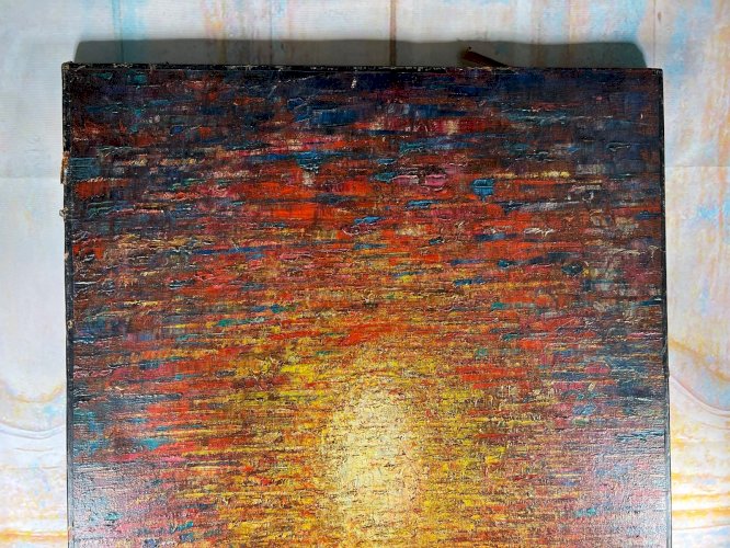 Tableau Abstrait 1971 – “Expansion of Universe” – Signé Steve Lecler – Huile Épa