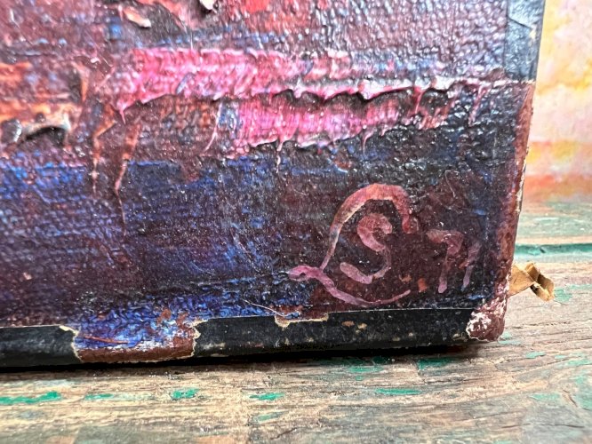 Tableau Abstrait 1971 – “Expansion of Universe” – Signé Steve Lecler – Huile Épa