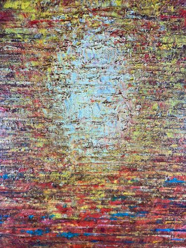 Tableau Abstrait 1971 – “Expansion of Universe” – Signé Steve Lecler – Huile Épa