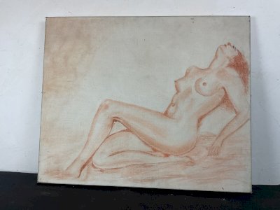 Tableau Ancien à Identifier Portrait Femme Nu Nue Peinture Erotica
