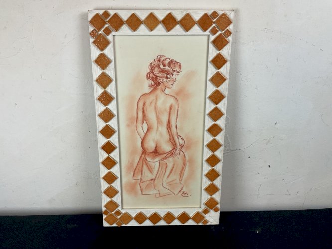 Tableau Ancien à Identifier Portrait Femme Nu Nue Peinture Erotica