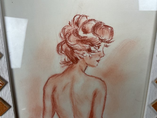 Tableau Ancien à Identifier Portrait Femme Nu Nue Peinture Erotica