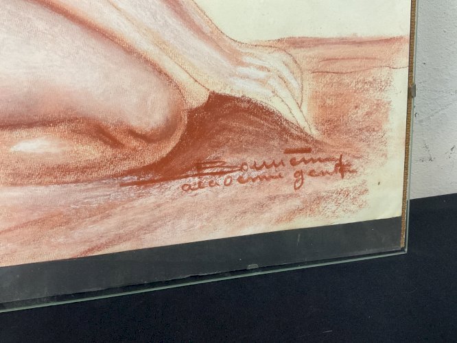 Tableau Ancien à Identifier Portrait Femme Nu Nue Peinture Erotica