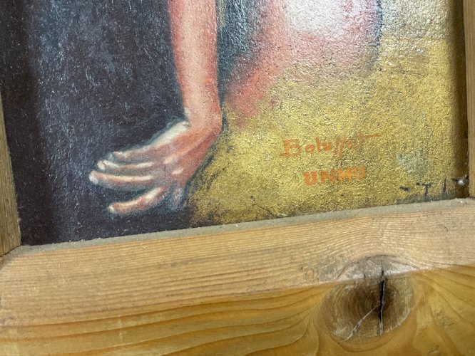 Tableau Ancien à Identifier Portrait Femme Nu Nue Peinture Erotica