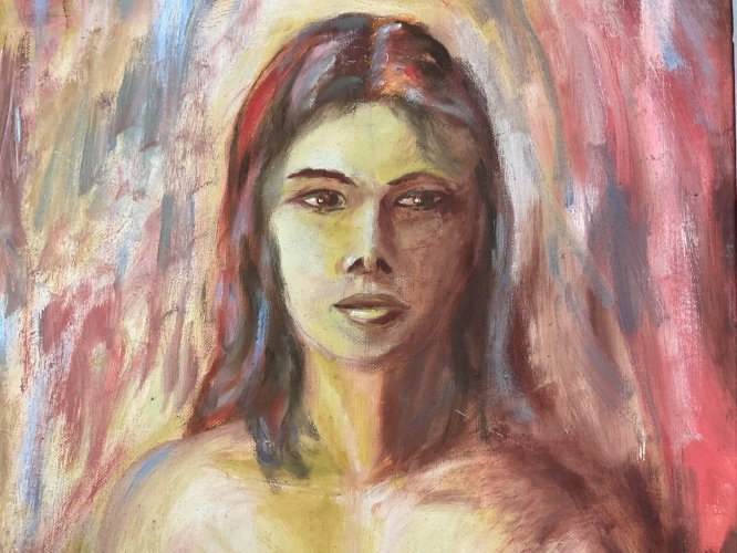 Tableau Ancien à Identifier Portrait Femme Nu Nue Peinture Erotica