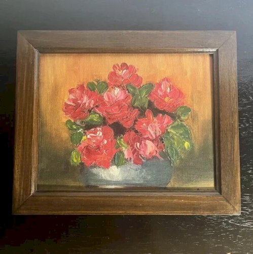 Tableau ancien bouquet de fleurs