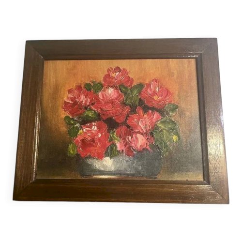 Tableau ancien bouquet de fleurs