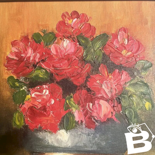 Tableau ancien bouquet de fleurs