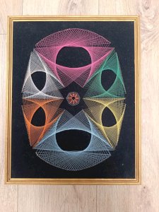 tableau annee 70 string art vintage en bon etat