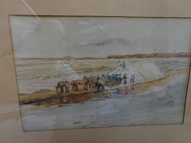 TABLEAU AQUARELLE DECOR ANIME AVEC DES PERSONNAGES ET DES CHEVAUX  N°2