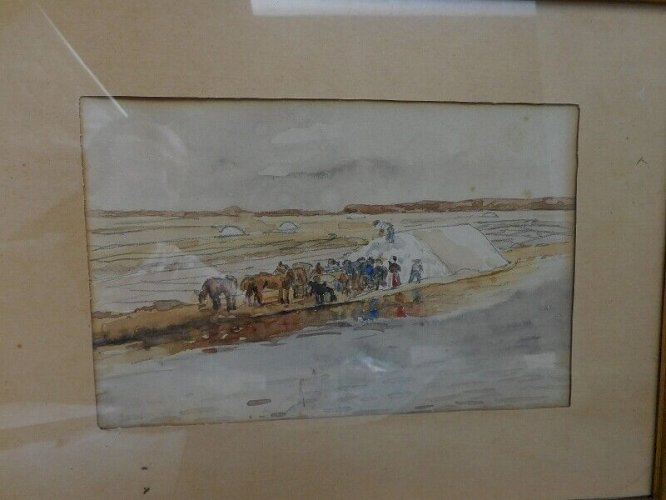 TABLEAU AQUARELLE DECOR ANIME AVEC DES PERSONNAGES ET DES CHEVAUX  N°2