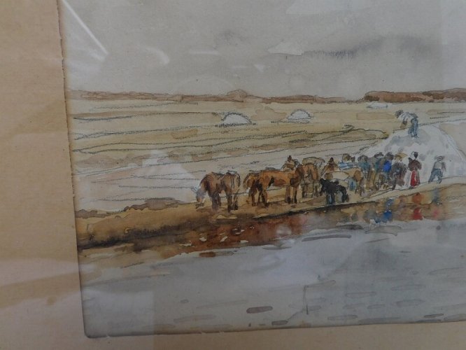 TABLEAU AQUARELLE DECOR ANIME AVEC DES PERSONNAGES ET DES CHEVAUX  N°2