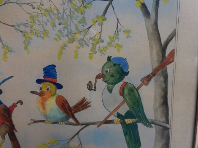 TABLEAU AQUARELLE HOTEL SIGNEE A.FLEISCHMANN