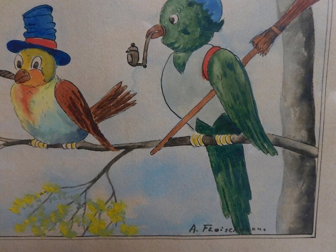 TABLEAU AQUARELLE HOTEL SIGNEE A.FLEISCHMANN