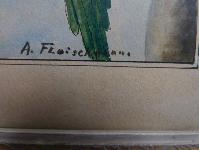 TABLEAU AQUARELLE HOTEL SIGNEE A.FLEISCHMANN