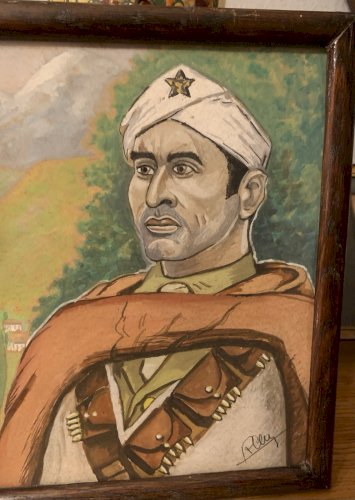 Tableau aquarelle orientaliste portrait soldat infanterie goumier marocain