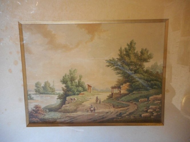 TABLEAU AQUARELLE SIGNE A GRANGE 1855