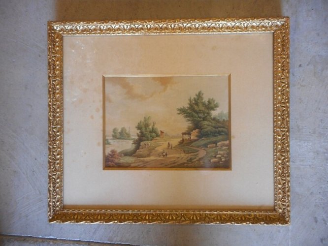 TABLEAU AQUARELLE SIGNE A GRANGE 1855