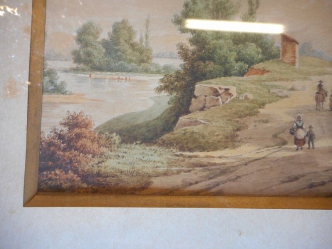 TABLEAU AQUARELLE SIGNE A GRANGE 1855