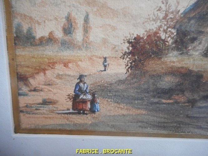TABLEAU AQUARELLE SIGNE AM BARJONS