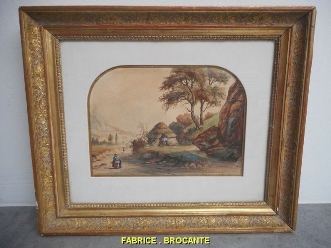 TABLEAU AQUARELLE SIGNE AM BARJONS