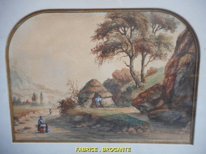 TABLEAU AQUARELLE SIGNE AM BARJONS