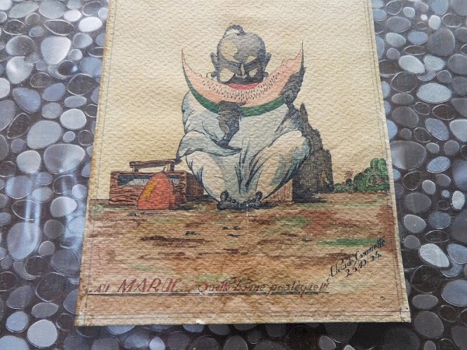 TABLEAU AQUARELLE SUR PAPIER CLAUDE COMMETTE 25/10/34 MAROC