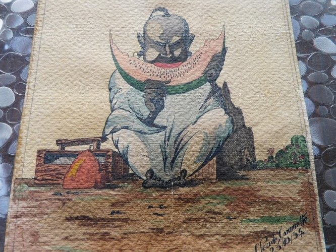 TABLEAU AQUARELLE SUR PAPIER CLAUDE COMMETTE 25/10/34 MAROC