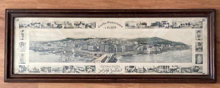 Tableau Carte  Panorama d'Alger - souvenir d'Alger - Tefquira El Djezair