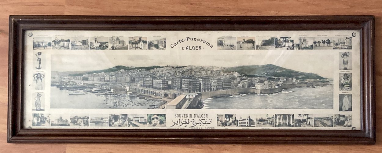 Tableau Carte  Panorama d'Alger - souvenir d'Alger - Tefquira El Djezair