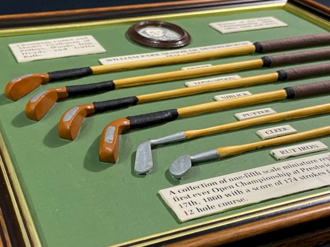 Tableau commémoratif clubs de golf utilisés par William Park Senior Open 1860