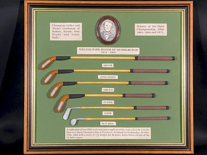 Tableau commémoratif clubs de golf utilisés par William Park Senior Open 1860