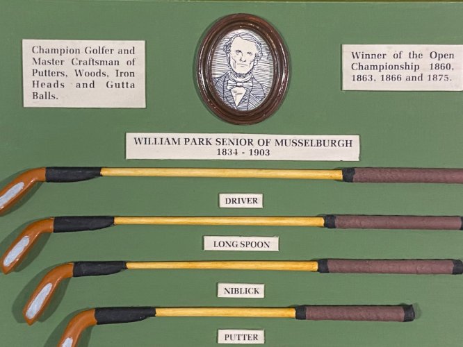 Tableau commémoratif clubs de golf utilisés par William Park Senior Open 1860